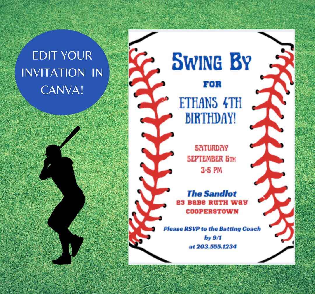 EDITABLE BASEBALL BIRTHDAY Invitation | Download in Minutes | Edit in ...