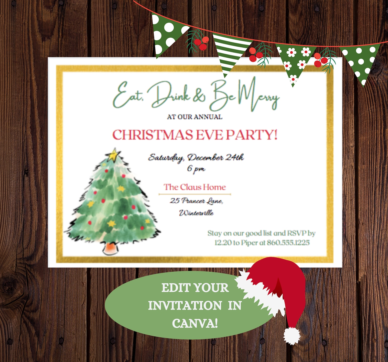 EDITABLE CHRISTMAS EVE Party Template Party Invitation Customize editable-christmas-eve-party-template-party-invitation-customize