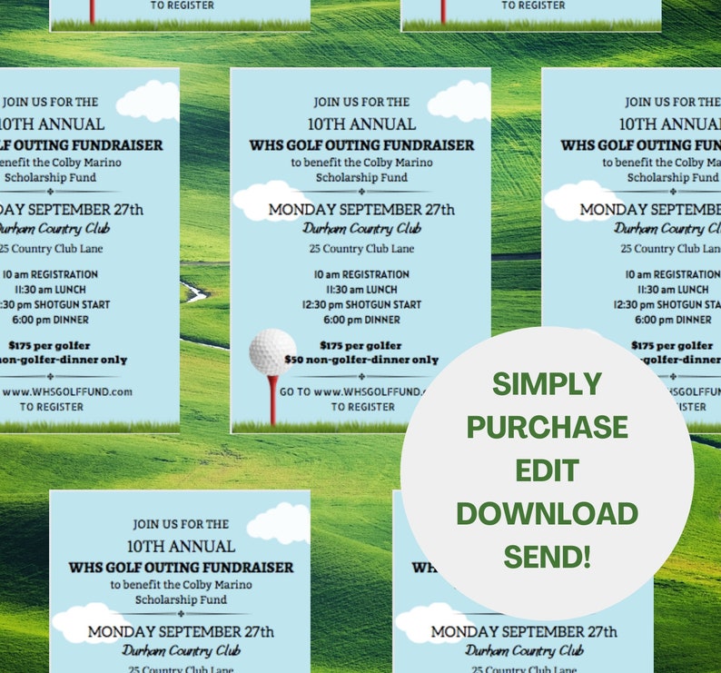 EDITABLE GOLF FUNDRAISER Template Invitation | Instant Download ...