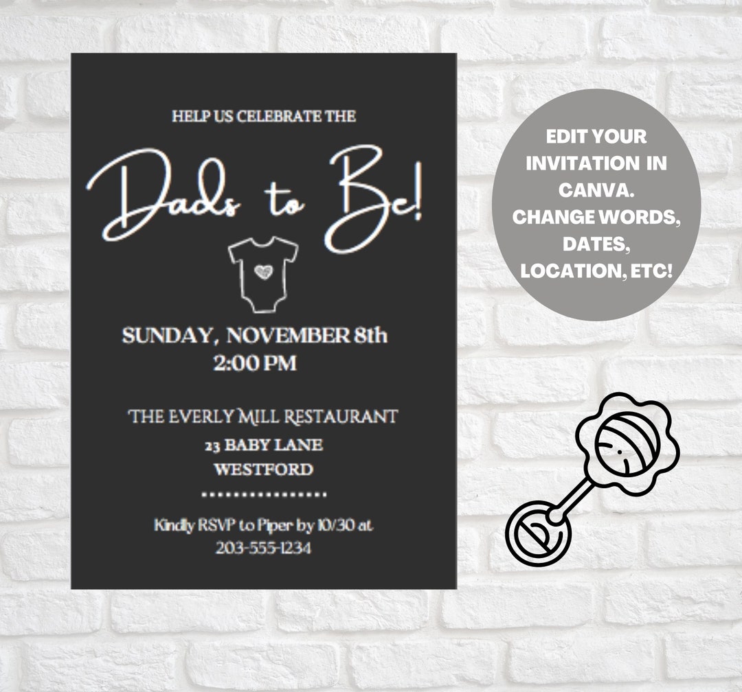 EDITABLE TWO DADS Baby Shower Invitation Template Edit in Canva Fast Digital Download Lgbtq Plus