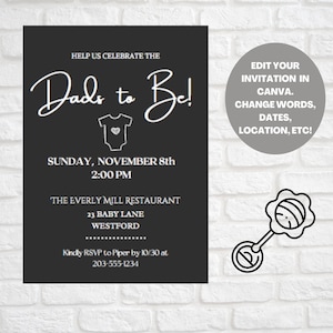 EDITABLE TWO DADS Baby Shower Invitation Template | Edit in Canva | Fast Digital Download |  lgbtq plus | Gay Dads | Queer Baby Shower