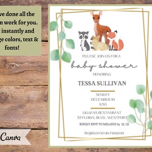 Baby Shower Invitation Digital Download | Shower Invitation Template | Shower | Baby | Animals | Invitation Template | Canva | Animal Shower
