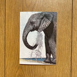 Impression d'art originale Carte éléphant-bleu ciel