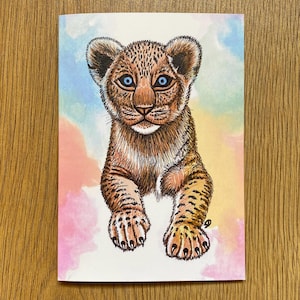 Art original bébé lion couleur