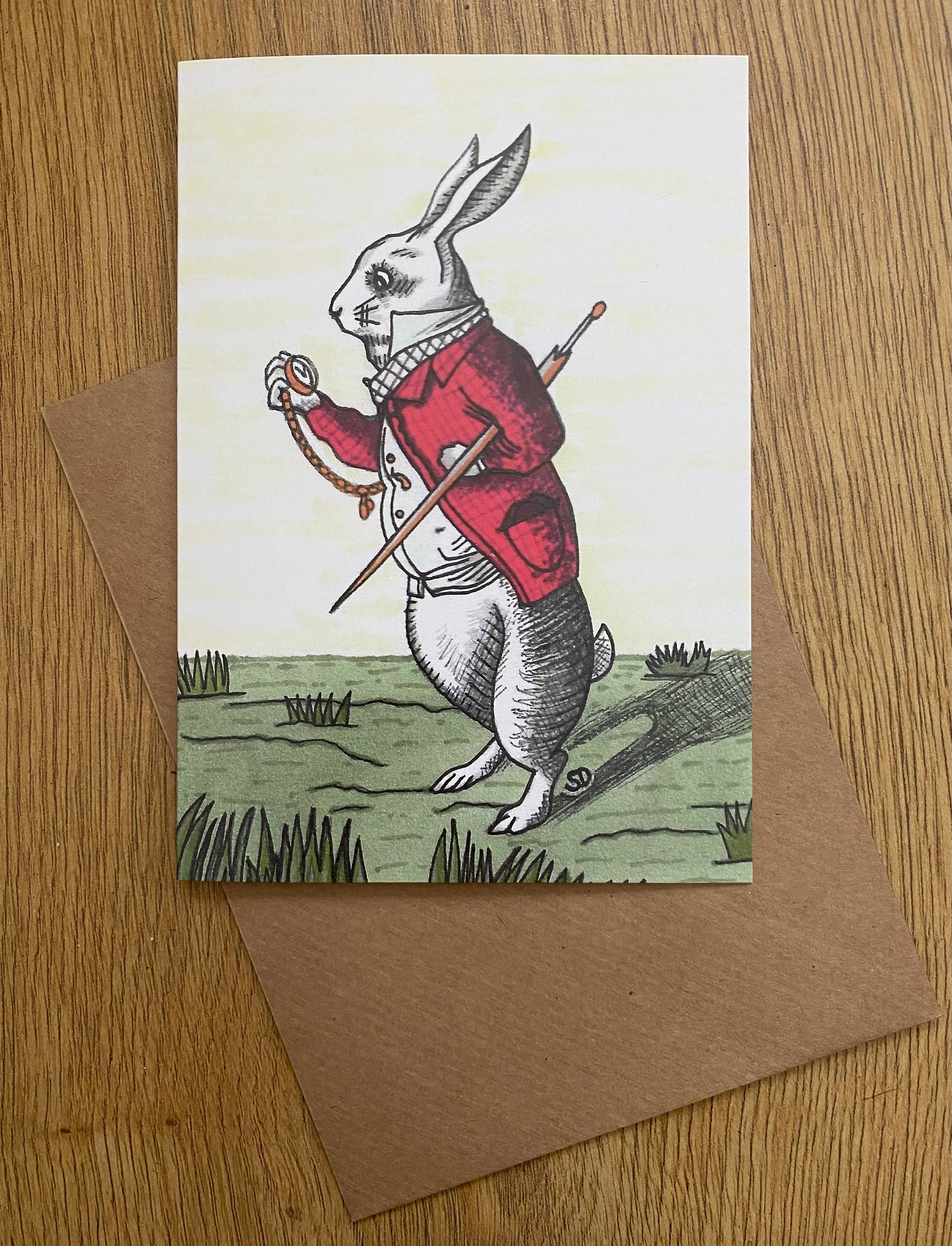 A6 Alice in Wonderland White Rabbit Original Art Print Card - Etsy