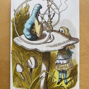 A6 Alice im Wunderland Raupe Original Kunstdruck Karte