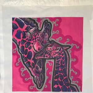 Original Art Giraffe and Baby Tote