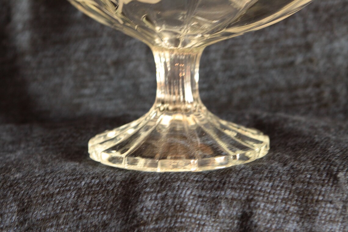 Vintage French Heavy Etched Pressed Glass Fruit Bowl Etsy