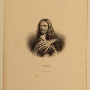 1800s French Antique Etching of "Turenne" printed in Paris on hand made paper. Width 7.5 in Height 10.5 in. Free Shipping
