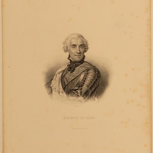 Antica acquaforte francese del 1800 di "Maurice de Saxe" stampata a Parigi su carta fatta a mano. Larghezza 7.5 in Altezza 10.5 in. Spedizione gratuita