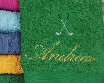 Handtuch mit Namen und Golfmotiv