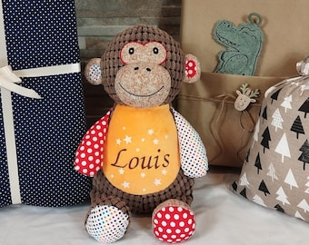 Affe Personalisiertes Kuscheltier individuell mit Name, Daten bestickt