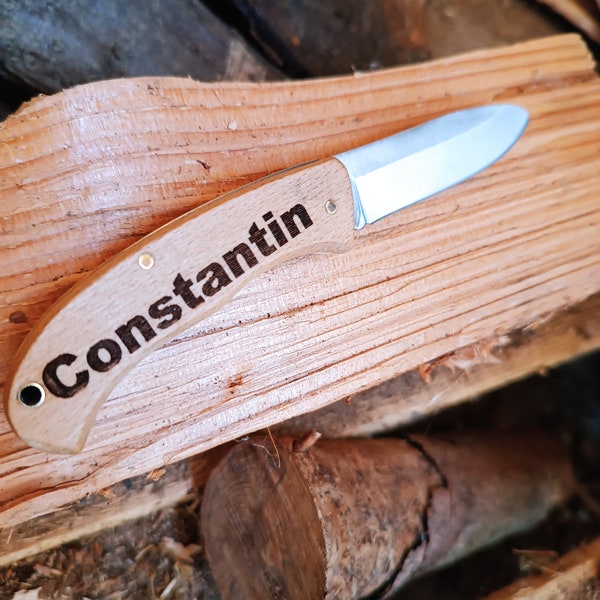 Children's pocket knife, carving knife with name