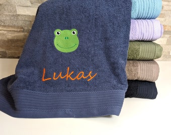 Handtuch mit Frosch und Namen personalisiert Badtetuch