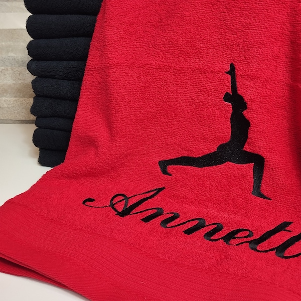 Handtuch mit Name Namensstickerei Pilates Yoga