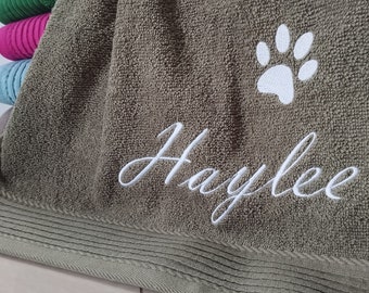 Towel with dog paw and name