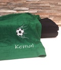 Towel with name and football motif