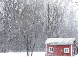 Barn photography | Farmhouse wall art | Rustic red barn in snow | Rustic wall art | Midwest barns | Barns | Custom photos and canvases