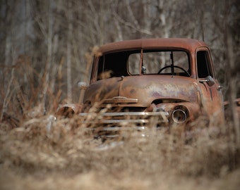 Rusty Truck in Field Photo, Classic Chevy Truck Photo, Country Print, Farmhouse Decor, Old Trucks, Prints and Canvases, Rustic Wall Art