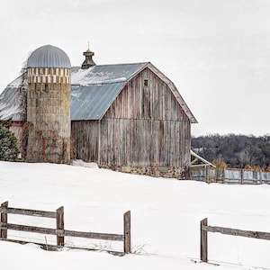 Barn in Winter Photo, Country Landscape Photo, Rustic Winter Barn Picture, Rustic Wall Art, Barn Photography, Farm Canvas, Farmhouse Decor