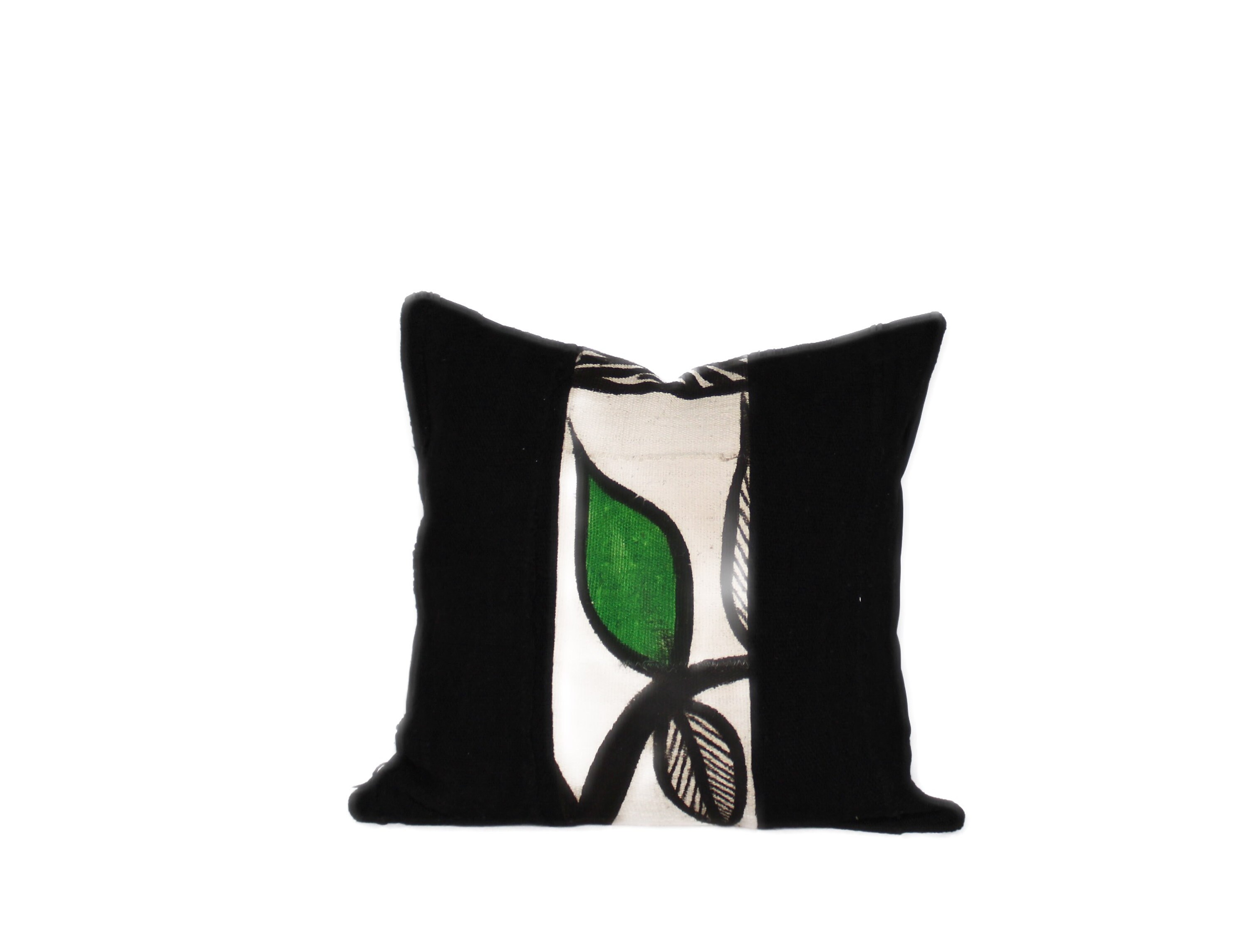 Authentic Black/off White W/green Mud Cloth Throw Pillow Etsy