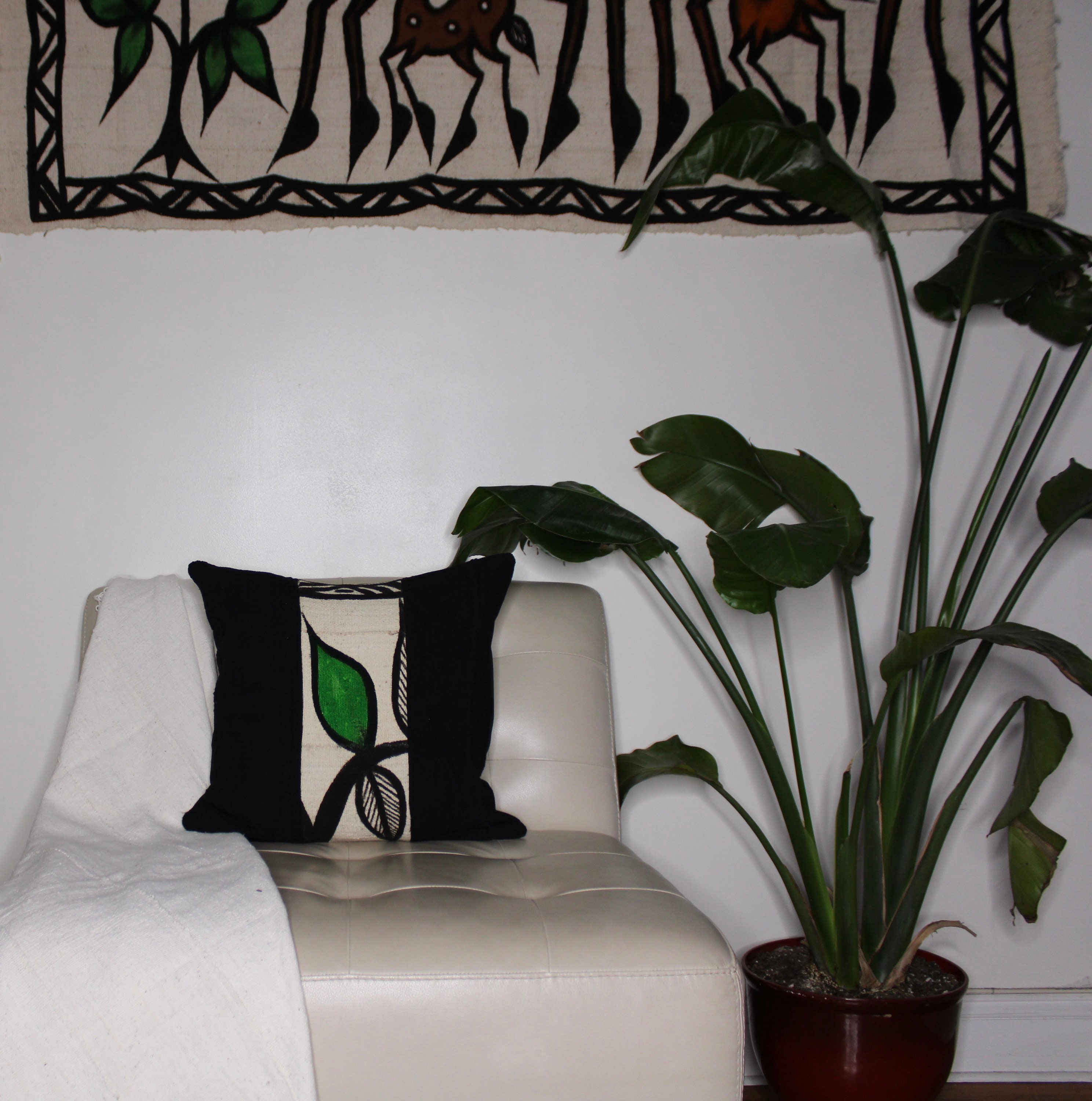 Authentic Black/off White W/green Mud Cloth Throw Pillow Etsy