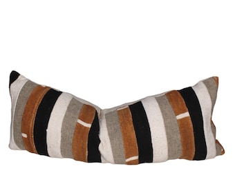 Authentic Black/Off White/RUST/BROWN  Mud Cloth Throw Pillow Cover/ Mudcloth Cushion /Bogolan Pillow Case/ African Mudcloth Pillow Cover
