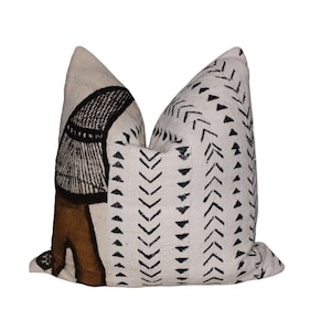 Authentic Off White,Black And Brown Mud Cloth Throw  Pillow Cover/ MudCloth  Cushion / Bogolan Pillow Case/ African Mudcloth Pillow Cover