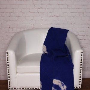 Authentic African Mali Royal Blue Tie Dye Mudcloth Throw Blanket, Wall Art, Hand Woven Blanket/ Bogolan Mudcloth Fabric