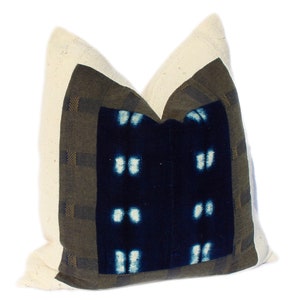 Decorative Authentic  Mali Indigo Mud Cloth Throw  Pillow Cover/ Bogolan Mudcloth Cushion/ African Mudcloth Pillow Case