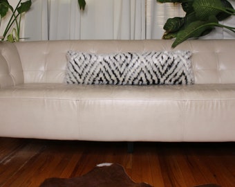 White And Black Faux Fur Pillow-Double Sided Fur Pillow Cover-Faux Fur Cushion- Fur Accent Pillow For Couch-Accent Pillow-Furry pillow