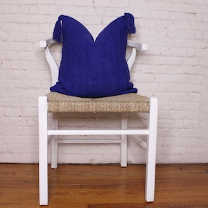 Authentic Royal Blue Tasseled Mud Cloth Throw  Pillow Cover/ MudCloth  Cushion / Bogolan Pillow Case/ African Mudcloth Pillow Cover