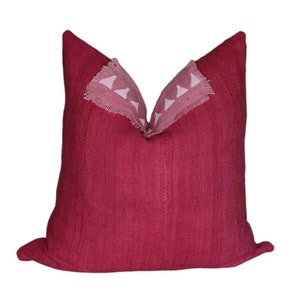 Authentic Pink Mud Cloth Throw Pillow Cover/ Bogolan Mudcloth Cushion/ Boho Style Cushion Case