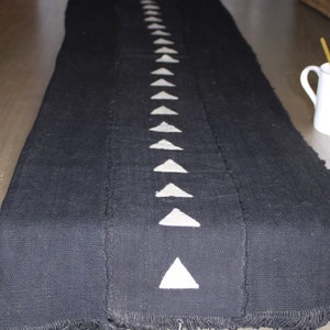 Authentic Black And White Mudcloth Table Runner African Bogolan Fabric Boho Decor Rustic Table Decor
