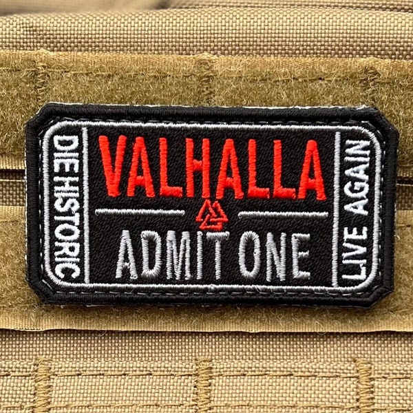 Ticket to Valhalla Admit One Patch (3 Inch) Hook and Loop Badge Ragnarok Vikings Tactical Vest, Jacket, DIY Costume Gift Patches