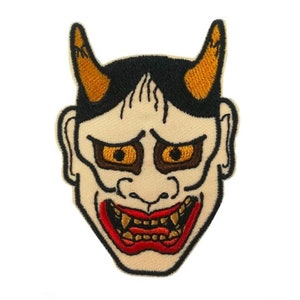 Japanese Hannya Mask (3 Inch) Iron/Sew-on Badge Noh Theater Japan Kabuki Demon, DIY Costume, Backpack, Jacket, Hat, Bag, Gift Patches