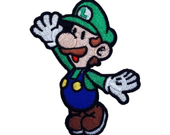 Luigi Patch (3 Inch) Embroidered Iron-on or Sew-on Badge Applique Souvenir Emblem Retro DIY Costume Mario Kart Allstars Snes Gift Patches