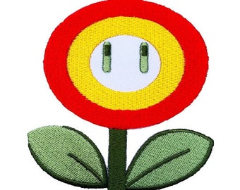 Fire Flower Patch (3.5 Inch) Embroidered Iron-on or Sew-on Badge Souvenir Retro Gamer Emblem Costume World Kart Snes Gift Patches