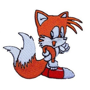 Tails Patch (3 Inch) Embroidered Iron-on / Sew-on Badge Costume Applique Motif Retro Gamer Souvenir Gift Patches