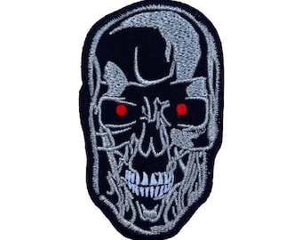 Terminator Patch (3,5 ") T-800 Cyborg Roboter Gesticktes Aufnähen zum Aufnähen Skynet Film Souvenir Kostüm Emblem Cyberdyne Geschenk Aufnäher."