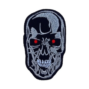 Terminator Patch (3.5&quot;) T-800 Cyborg Robot Embroidered Iron-on / Sew-on Badge Skynet Movie Souvenir Costume Emblem Cyberdyne Gift Patches
