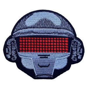 D-aft Punk Patch (90 mm) Emblema bordado de ferro ou costurado Capacete de robô Dever de casa Música Fantasia faça você mesmo, chapéu, bolsa, mochila, jaqueta, adesivos de presente