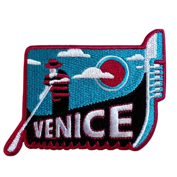 Venice Italy Patch (3 Inch) Embroidered Iron/Sew-on Badge Italian Souvenir Gondola Emblem DIY Backpack, Jacket, Cap, Bag, Gift Patches