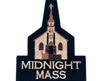 Naszywka Midnight Mass (4 cale) Żelazko/naszywka Klasyczny horror telewizyjny, kostium na Halloween DIY, plecak, kurtka, naszywki na prezenty