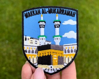 Makka Al Mukarama Patch (3.1 Inch) Embroidered Iron-Sew-On Badge Saudi Arabia Middle East Travel Sightseeing Backpack, Cap, Hat Gift Patches