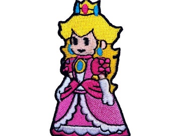 Princess Peach Patch (2 Inch) Embroidered Iron or Sew on Badge Applique Souvenir Retro DIY Costume Gift Patches