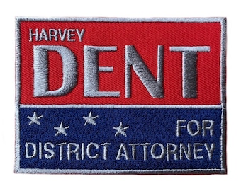 Vote Harvey Dent For District Attorney (4 Inch) Embroidered Iron-on Badge Movie Souvenir Costume Arkham Asylum Villain Emblem Gift Patches