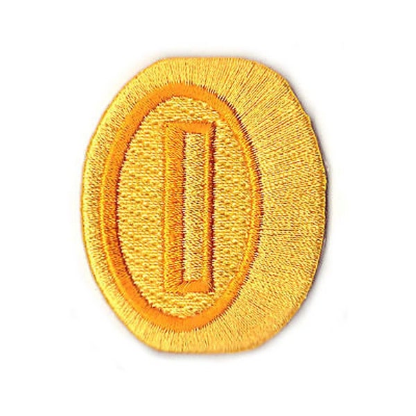 Gold Coin Patch (2 Inch) Embroidered Iron or Sew on Badge Souvenir Retro DIY Costume Kart Allstars Snes Gift Patches