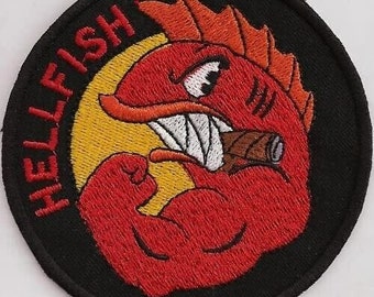 Parche Curse of the Flying Hellfish (3,5 pulgadas) Insignia termoadhesiva Abuelo Simpson WW2 TV Dibujos animados DIY Disfraz, Mochila, Sombrero, Chaqueta, Parches de regalo