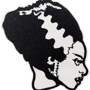 Bride of Frankenstein Patch (3 Inch) Iron or Sew-On Badge Retro Horror Movie Monster Emblem DIY Costume, Backpack, Jacket, Hat, Gift Patches